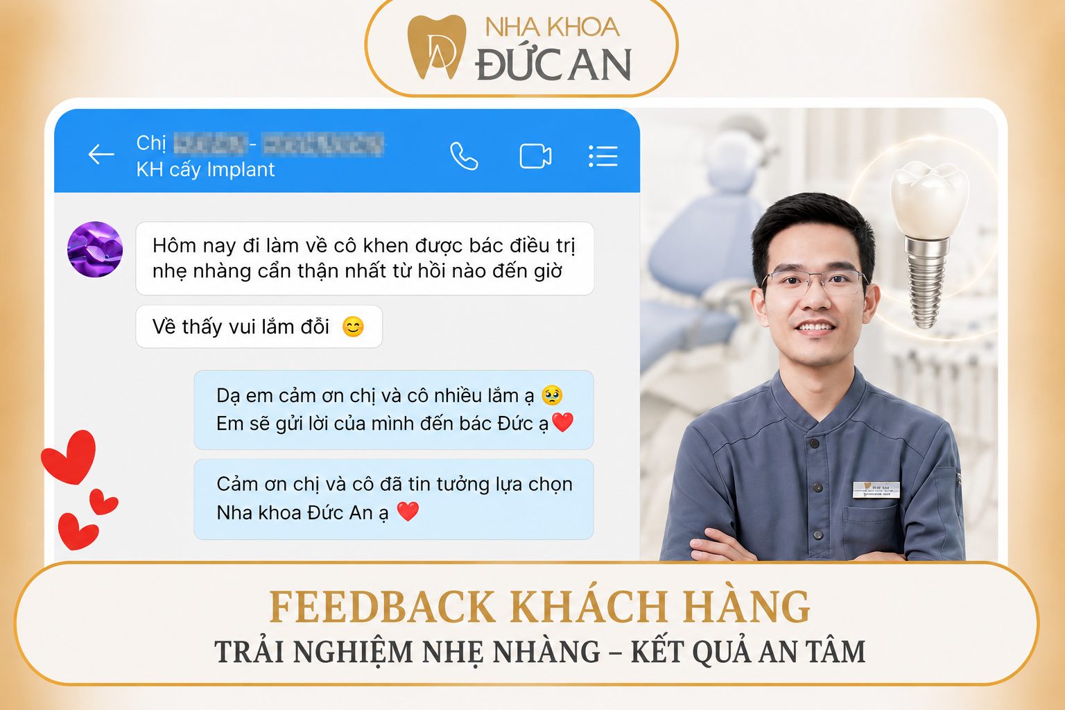 Lời khen từ khách hàng điều trị cấy ghép implant tại Nha Khoa Đức An Nha Trang