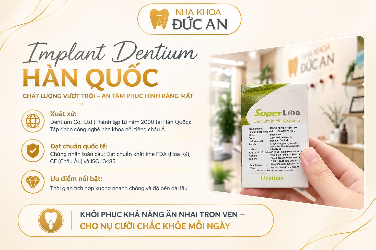 Implant Dentium Superline Chính Hãng Hàn Quốc Tại Nha Khoa Đức An Nha Trang